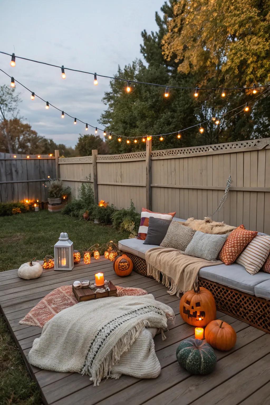 Fashion inviting zones for attendees to assemble and relish the Halloween essence.