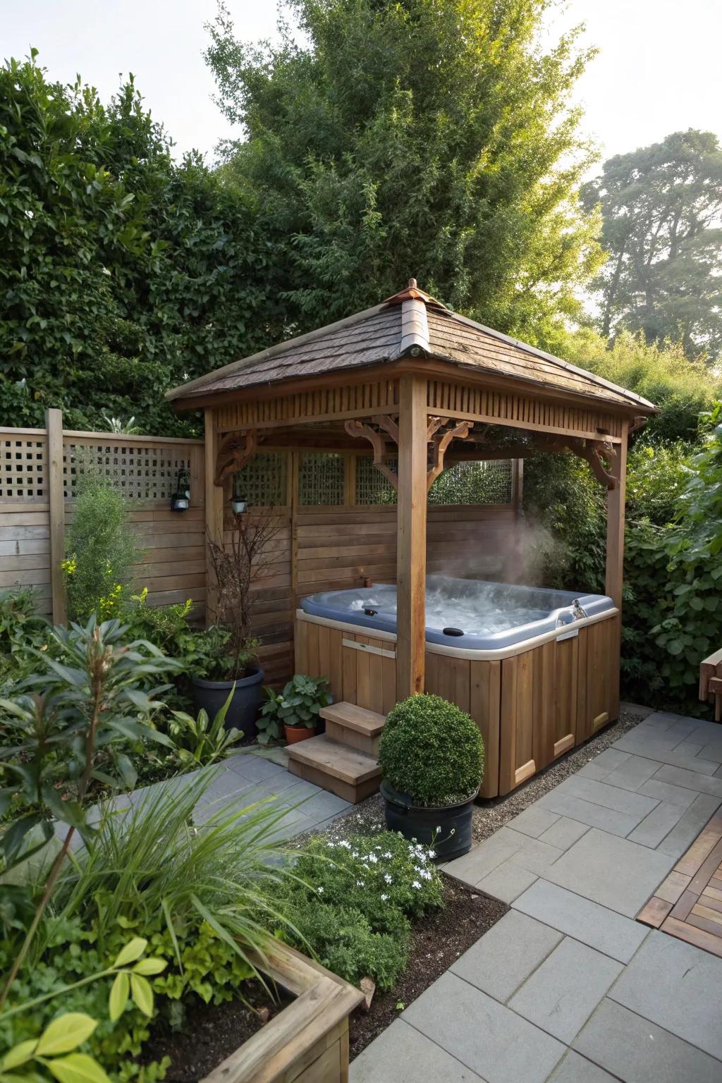 A summerhouse turns your spa area into a private, all-weather retreat.