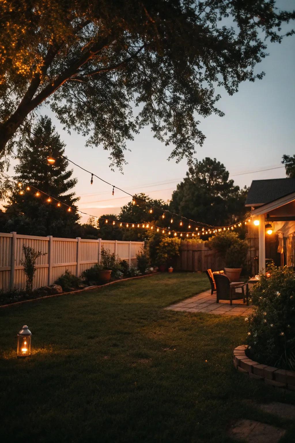 Ambient lighting makes it possible to enjoy the outdoors well into the evening.