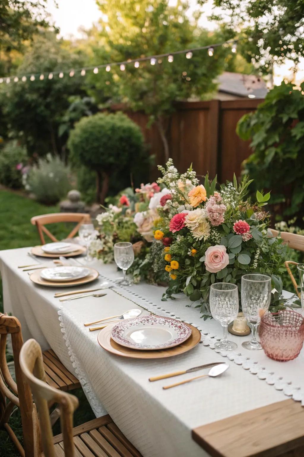 An elegant dining table arranged for a Sweet 16 festivity.