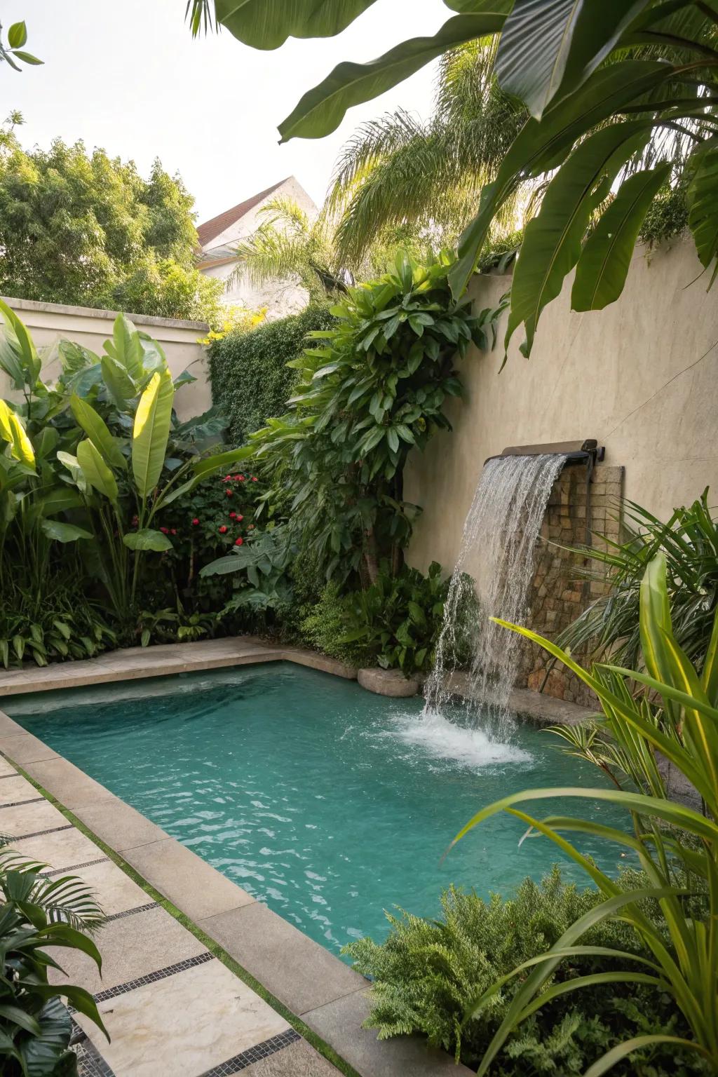 Water elements introduce a soothing sound to your pool space.