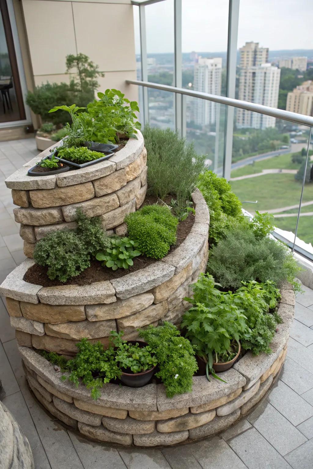 An herb coil is an ingenious method for growing numerous herbs in a limited area.
