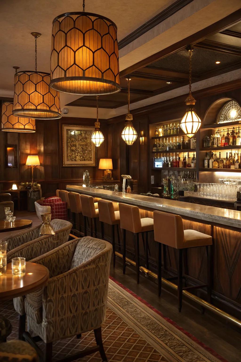 Ambient lighting converts your bar into a welcoming retreat.