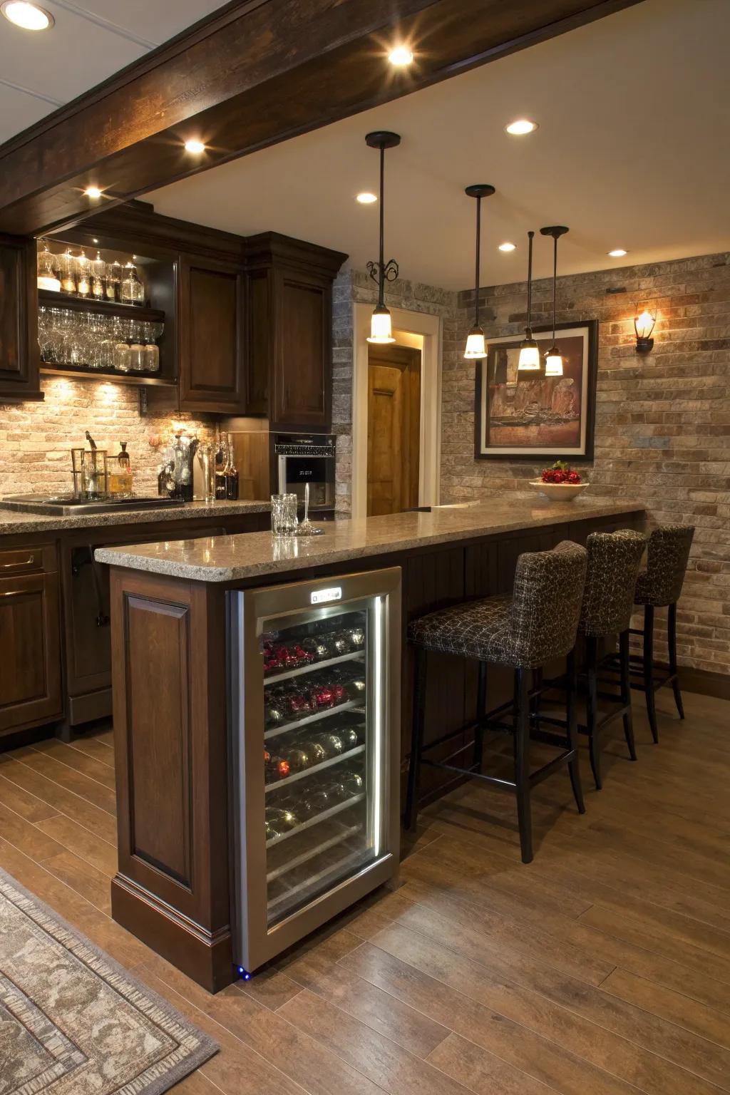 A built-in wine chiller ensures your collection is perfectly chilled.