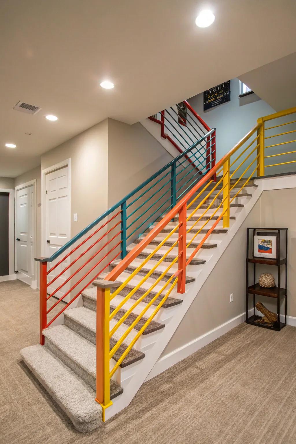 Strong colors make your staircase a notable element.
