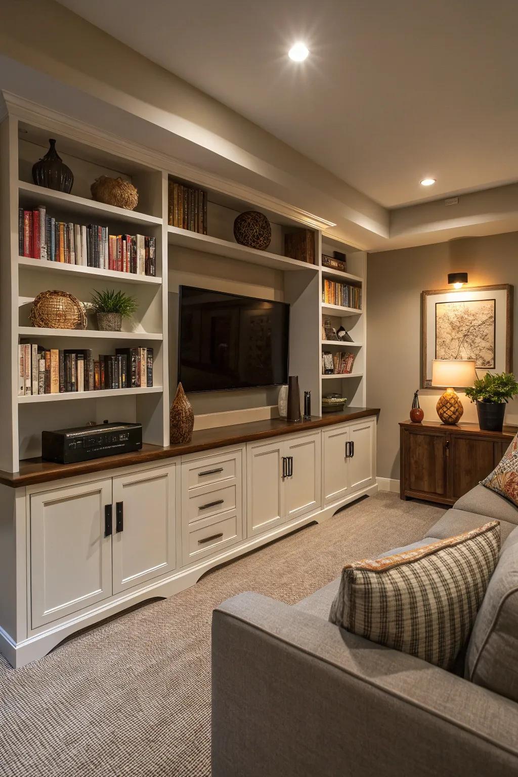 Smart storage options keep the area tidy.