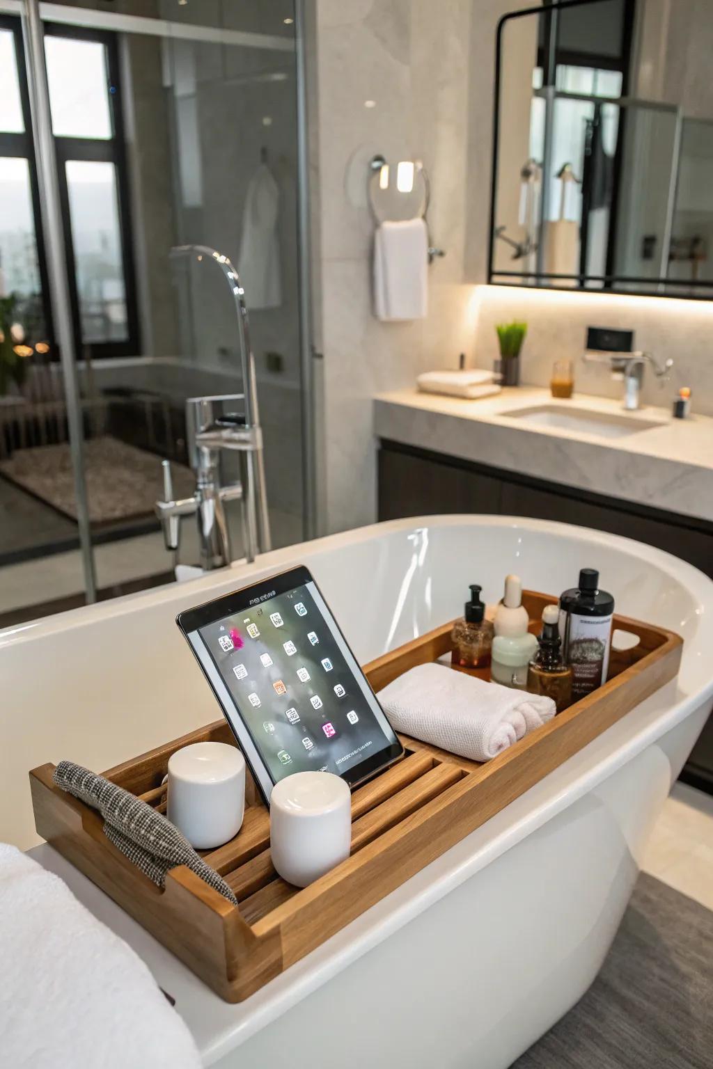 Watch your favorite content as you relish a relaxing bath.