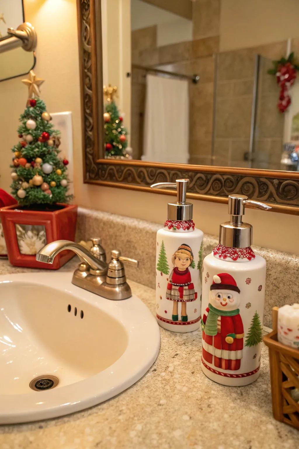 Seasonal trimmings like fluid dispensers contribute a playful holiday highlight.