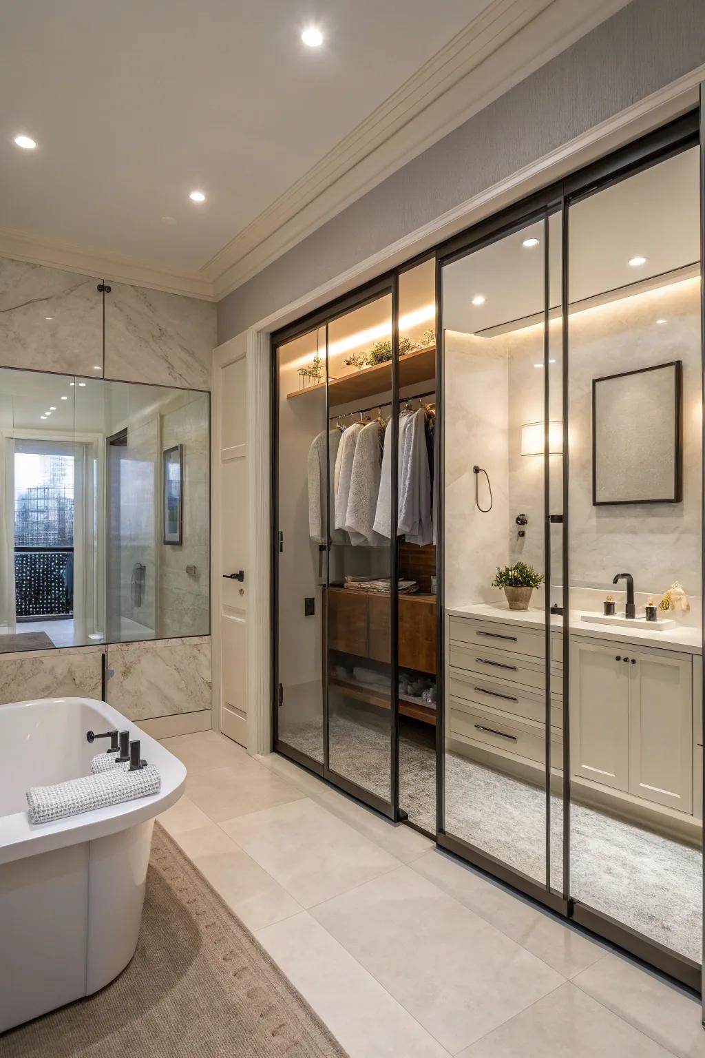 Glass doors present sophistication and openness.