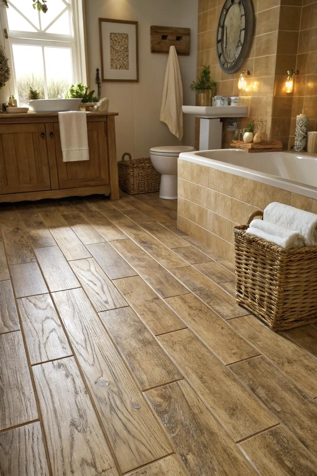 Wood-style flooring provides the warmth of wood accompanied by effortless maintenance.