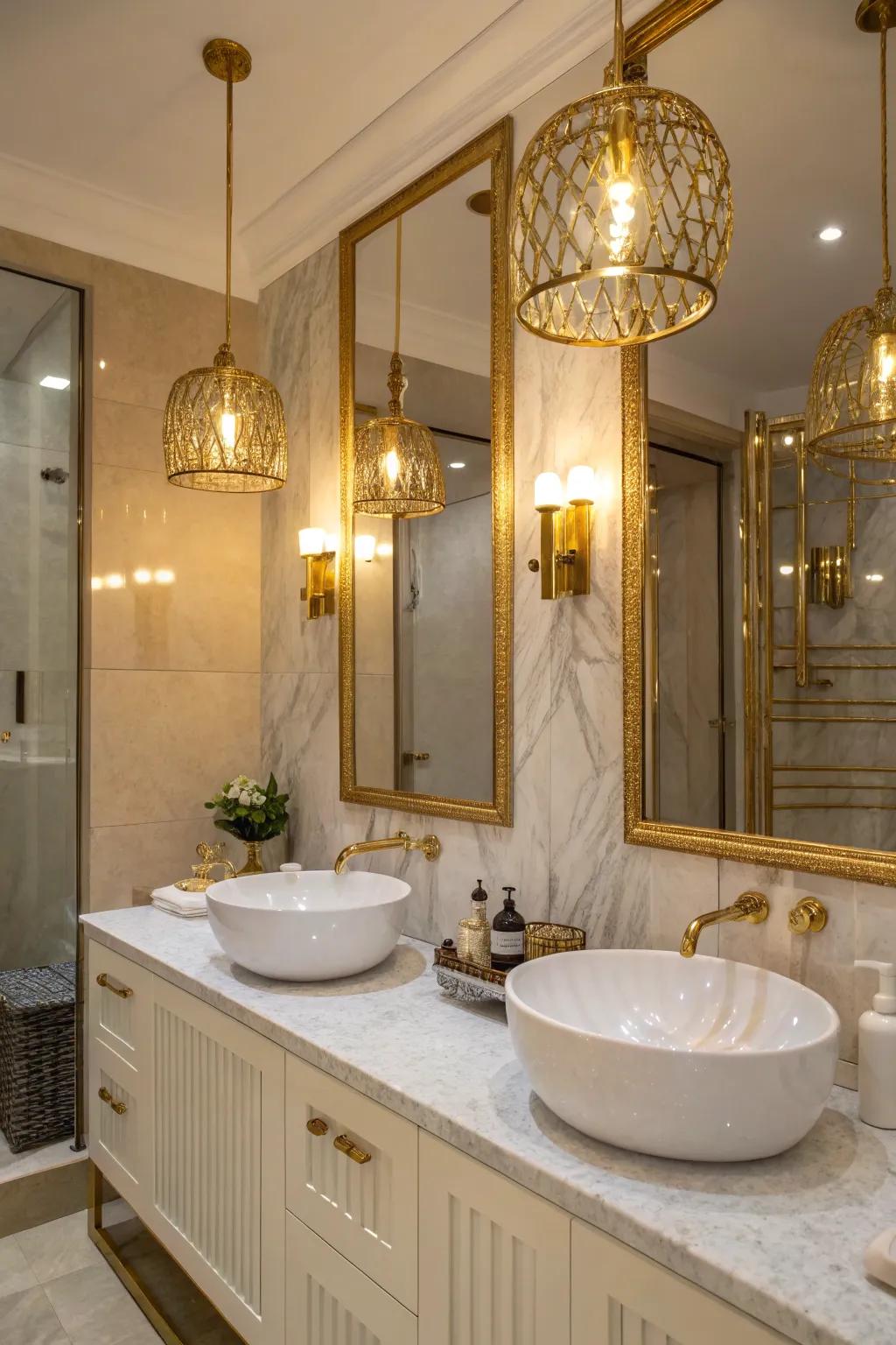 Metallic details contribute warmth and sophistication.