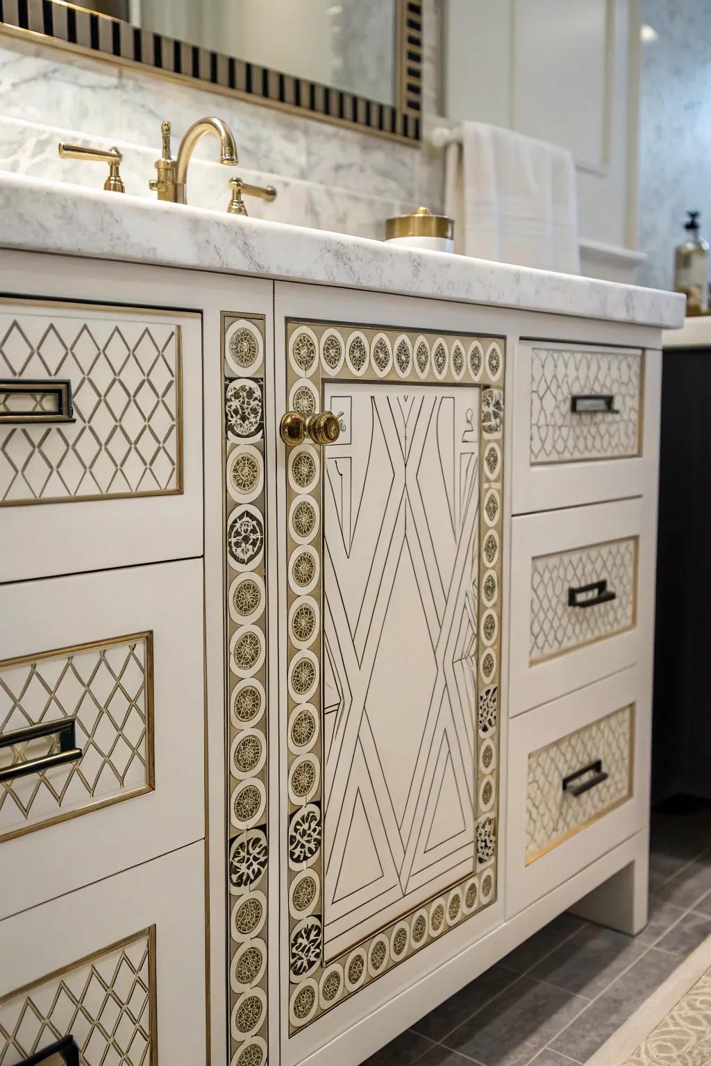 Angular handles bring a structured sophistication to your bathroom.