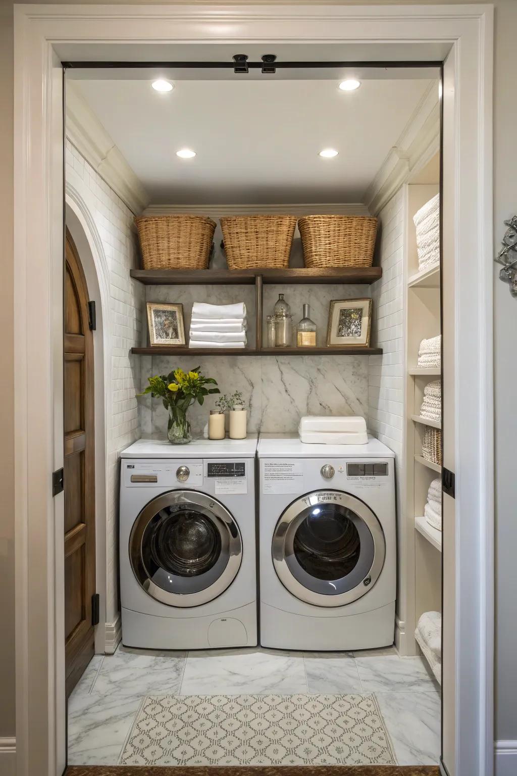 Thoughtful application of an alcove to house washing appliances.