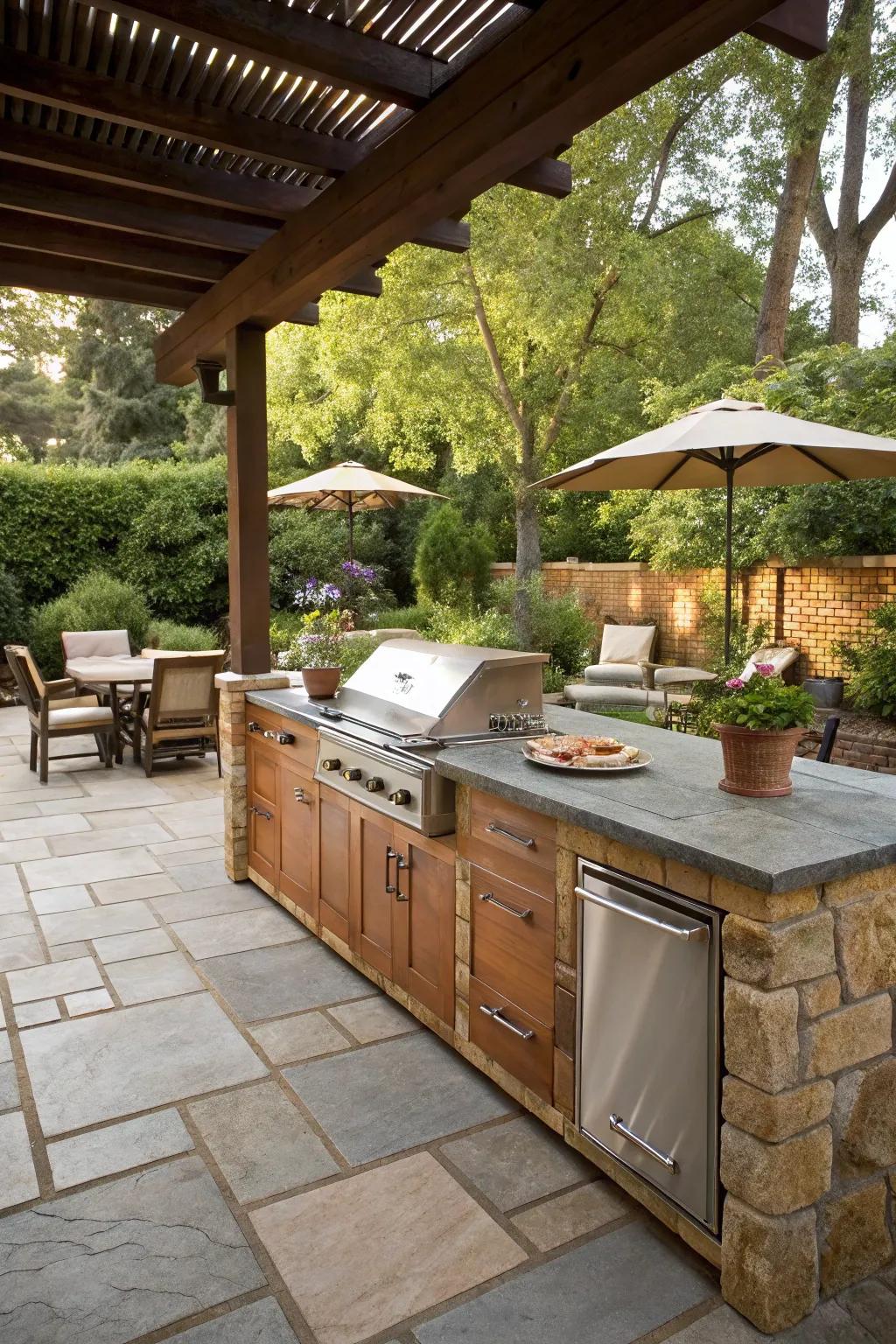 Comprehensive external kitchen for smooth cooking experiences.