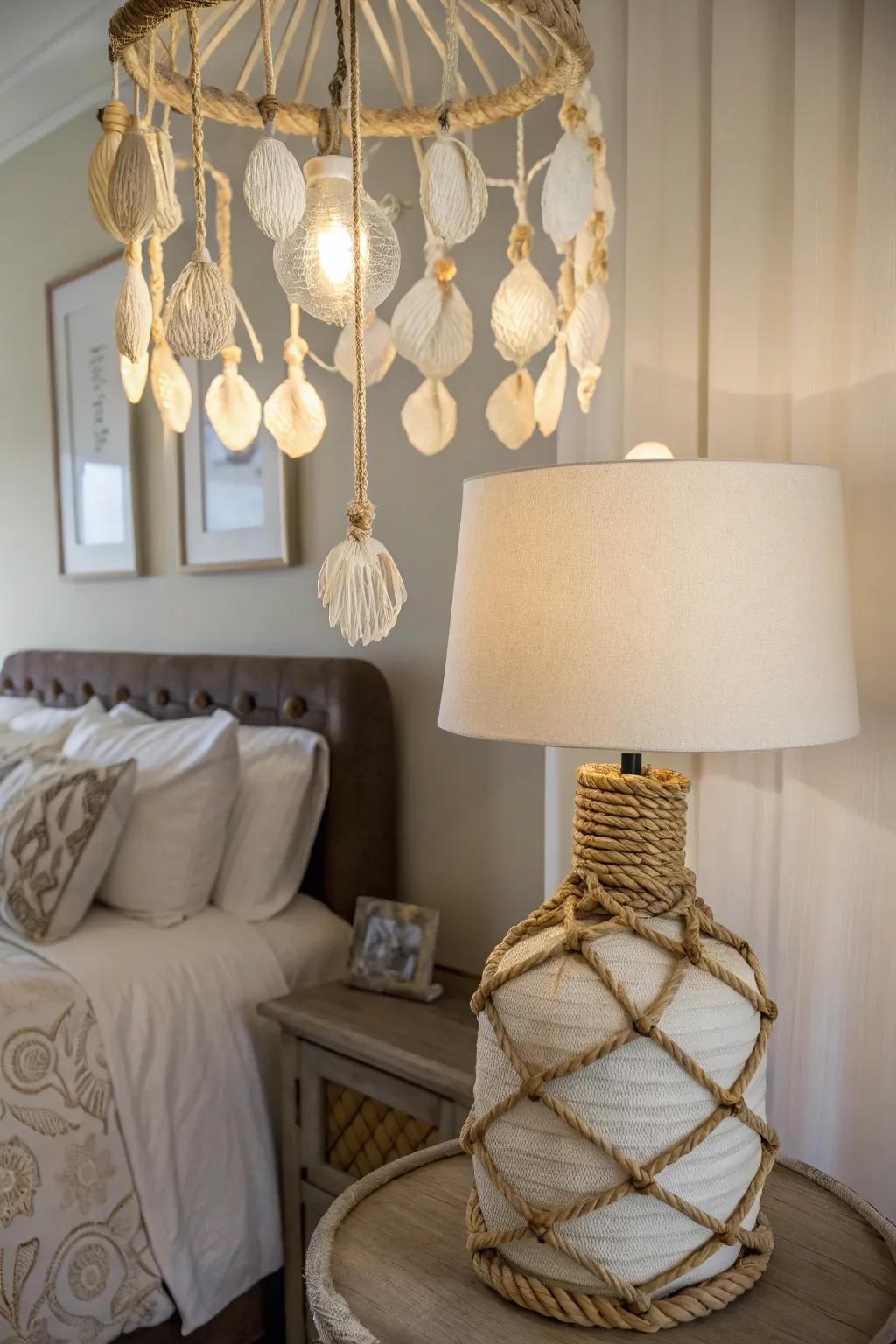 Beach-inspired lighting adds a warm glow to your coastal retreat.