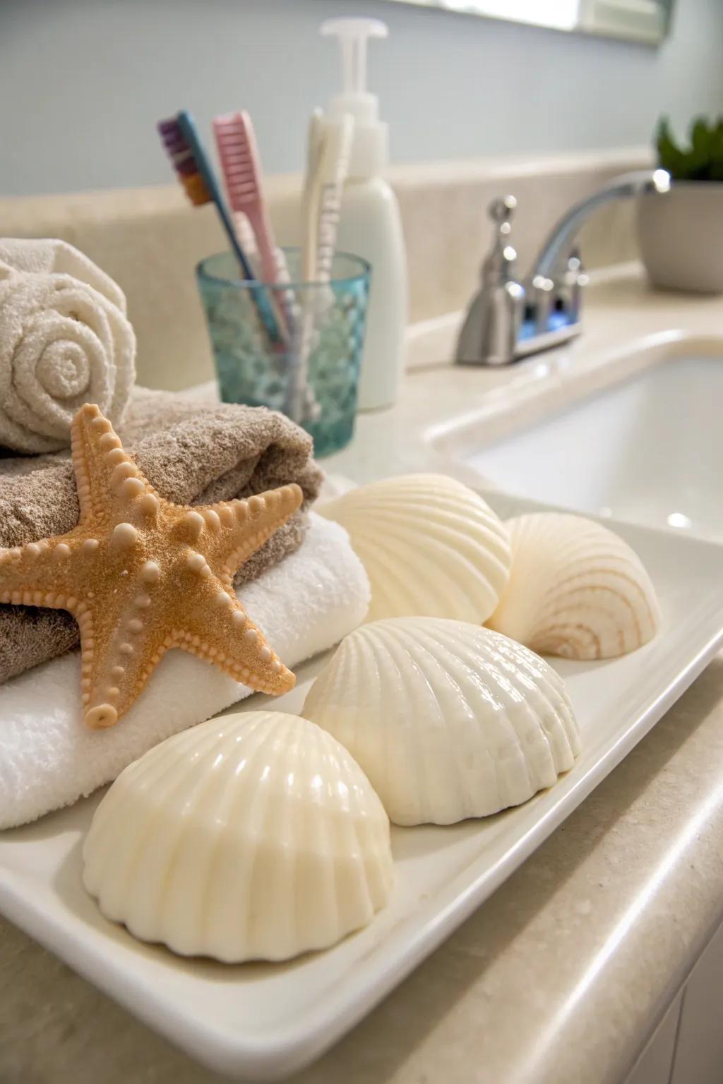 Seaside-inspired cleansing bars are both attractive and sweet-smelling presents.
