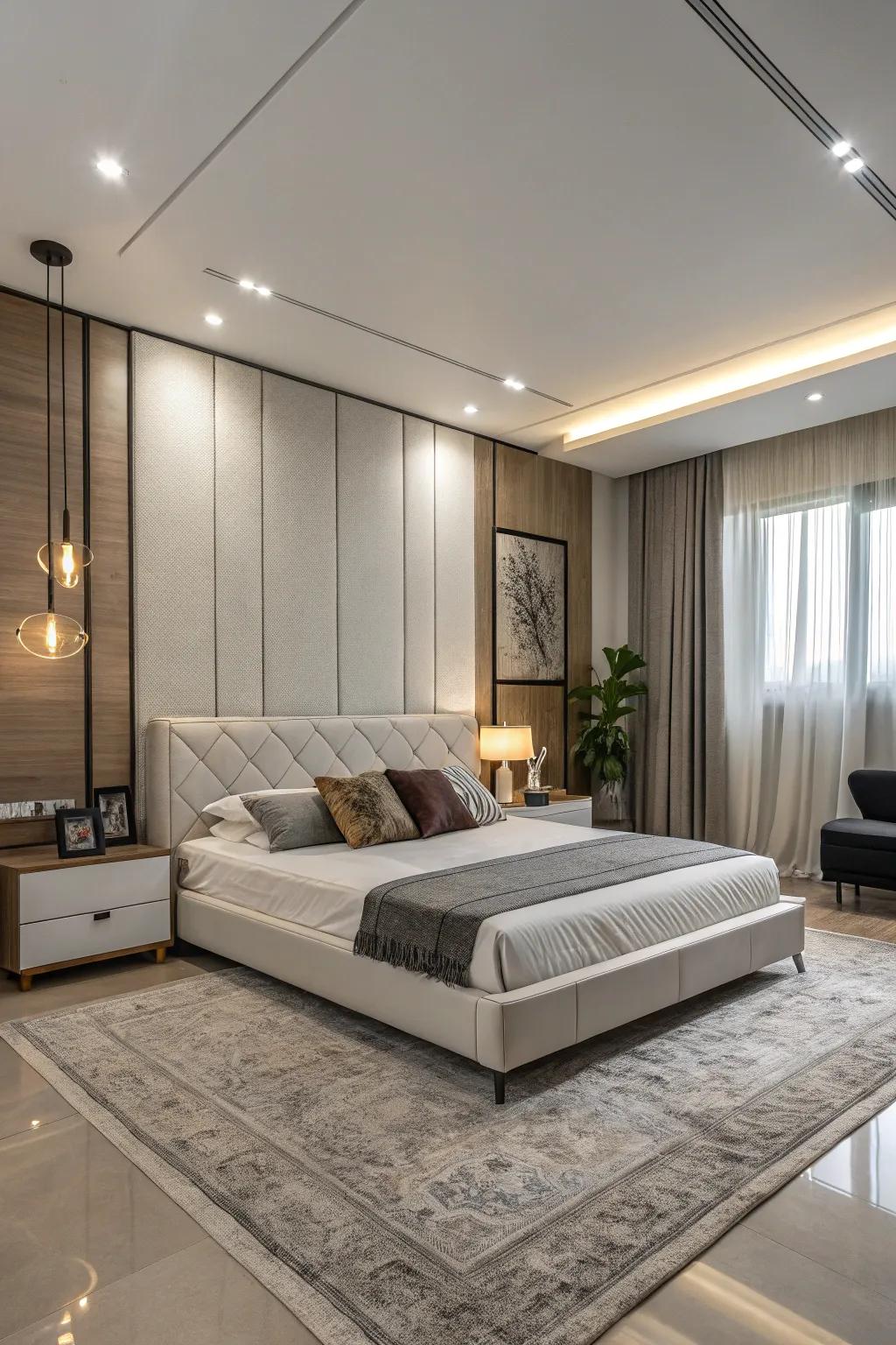 A slab bed base delivers a streamlined and contemporary aesthetic.