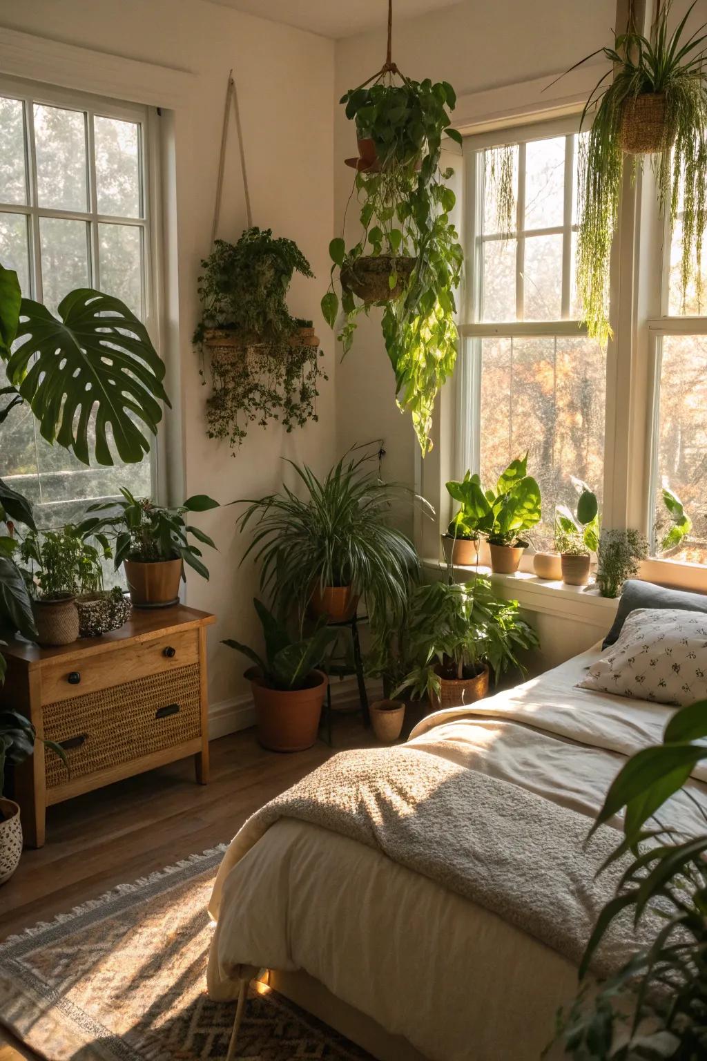 Indoor flora inject vivacity and freshness to the chamber.
