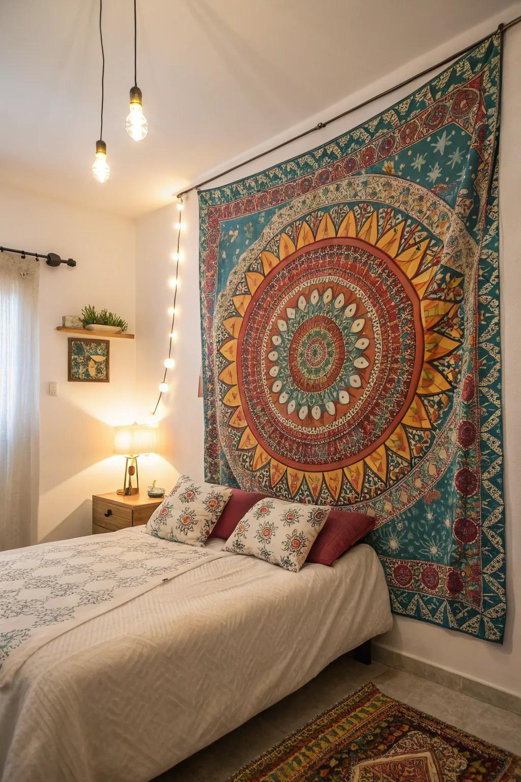 Varied designs add energy and creative style to bedroom walls.