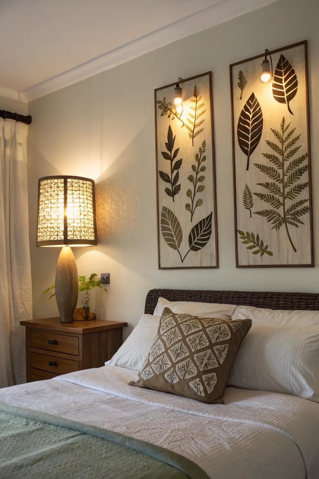 Nature-inspired sconces bring an organic touch to your room.