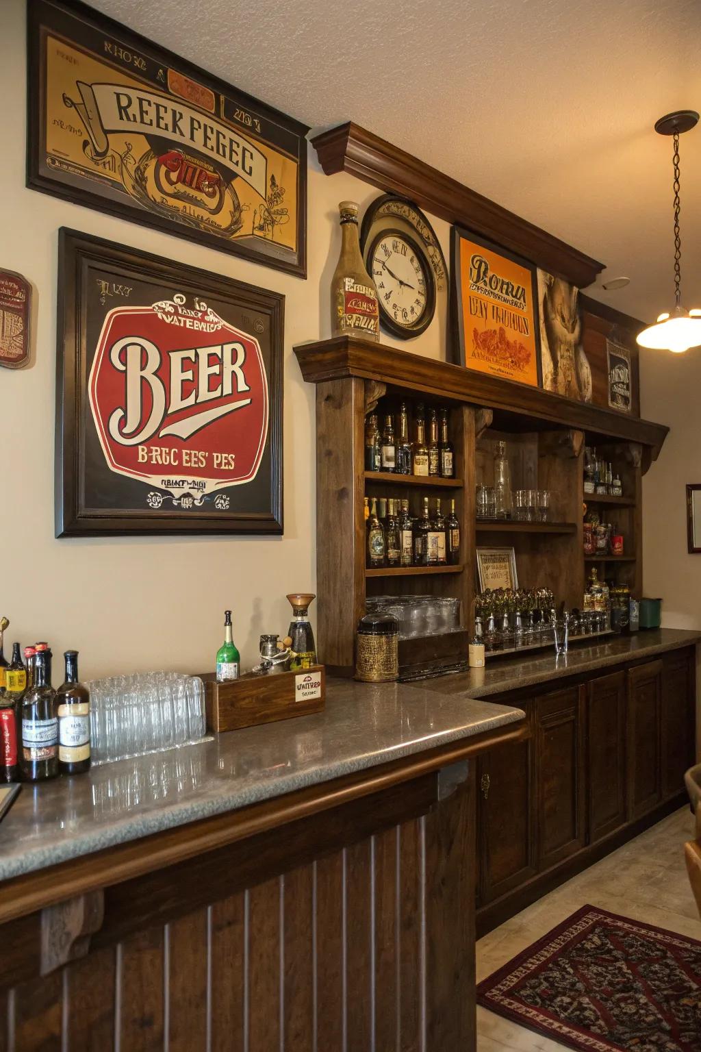 Classic brew ads add a sentimental sensation to your decorations.