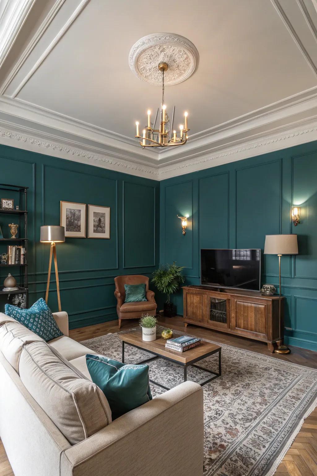 Deep lake green adds style and depth to your lounge.