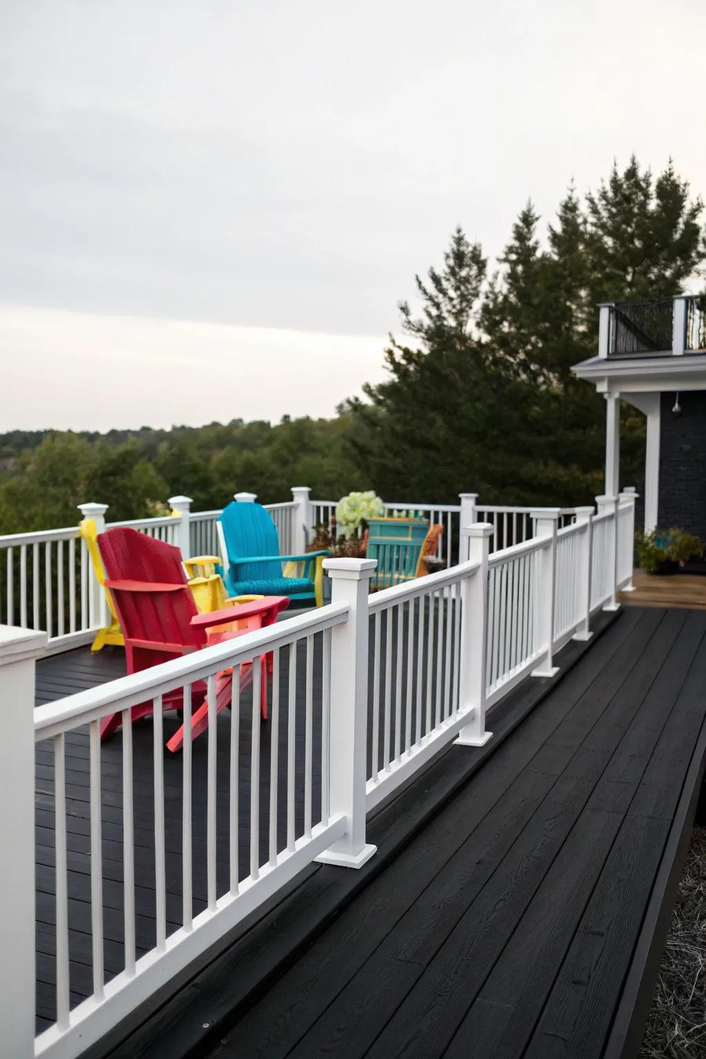 Midnight decks establish a stark contrast that enhances any open-air area.