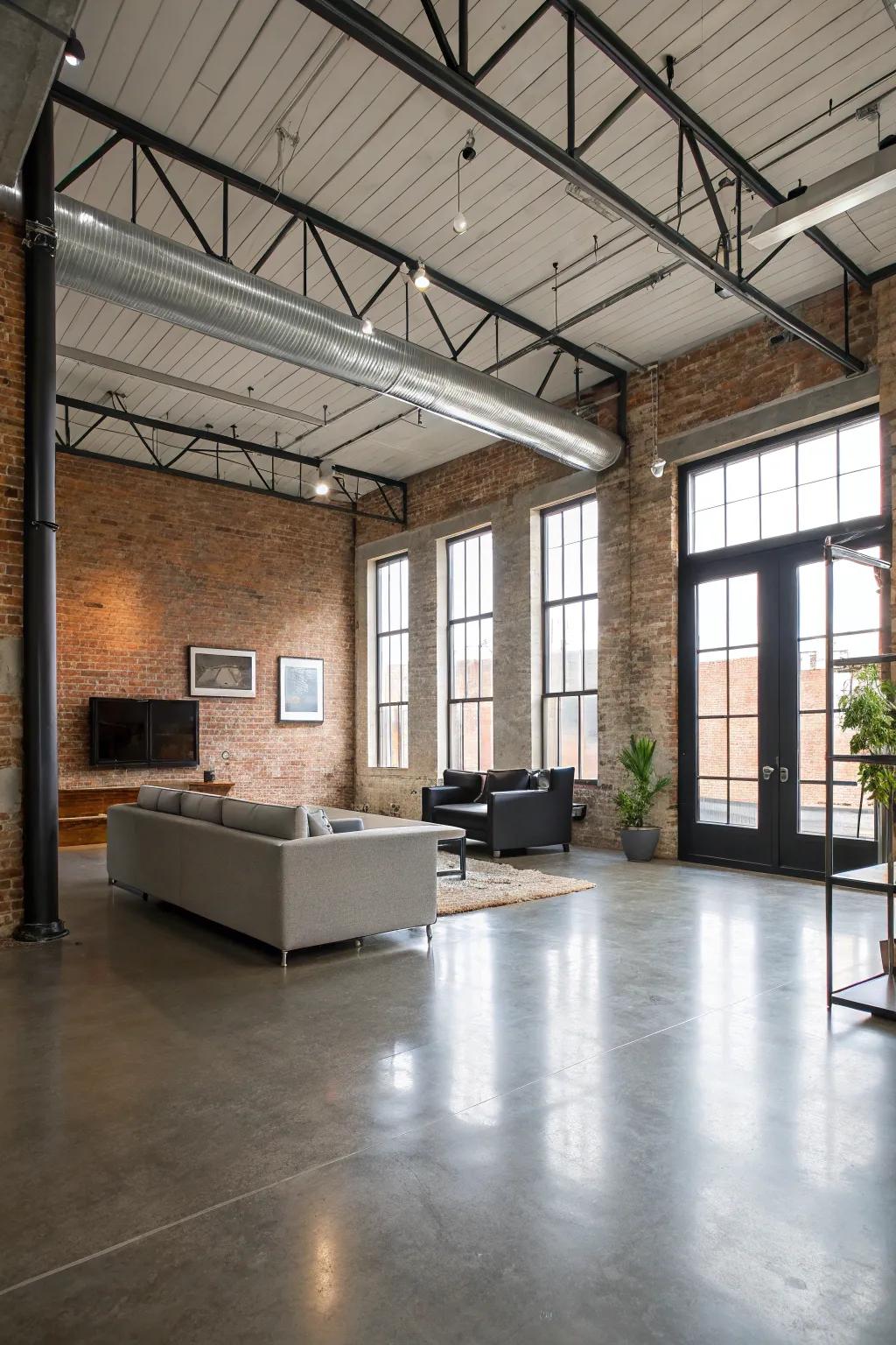 Concrete floors create a smooth, industrial vibe.