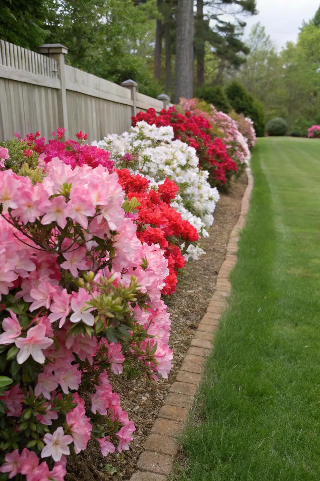 Azaleas impart a refined and energetic charm to the face of your house.