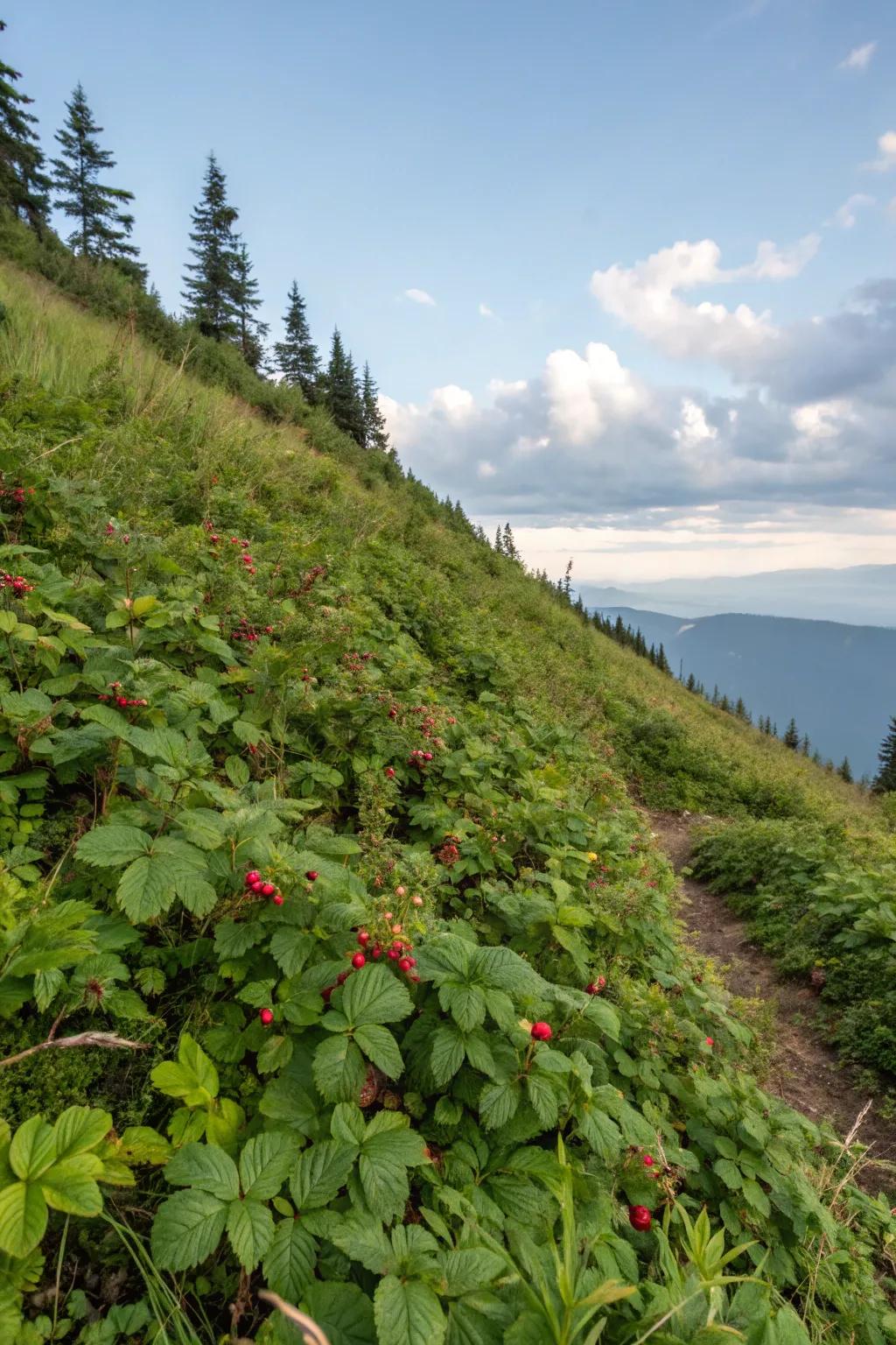 Trailing Bramble enhances slopes with added texture and visual interest.