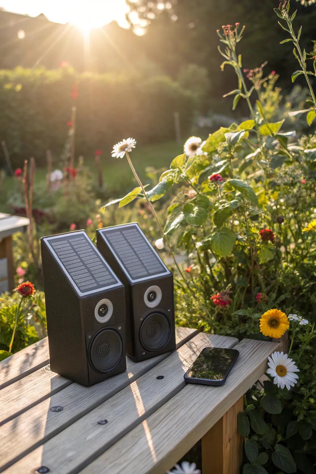 Harness the sun's strength with eco-conscious speakers for responsible sound.