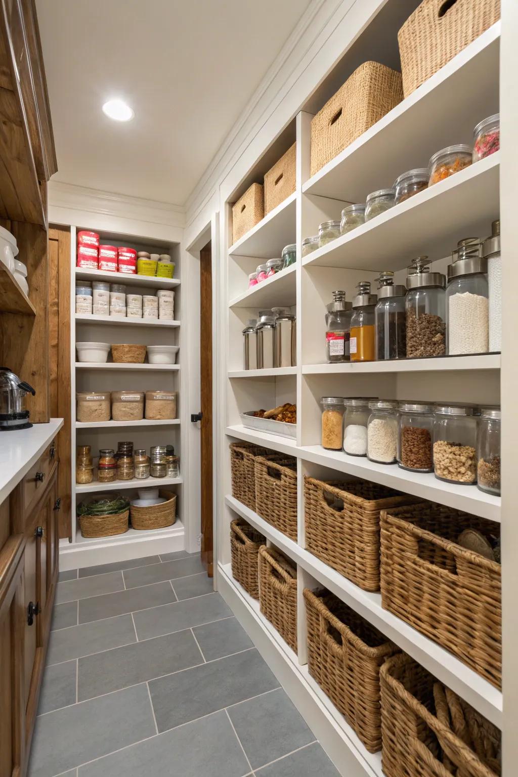 A walk-in pantry gives you storage that’s organized and clutter-free.