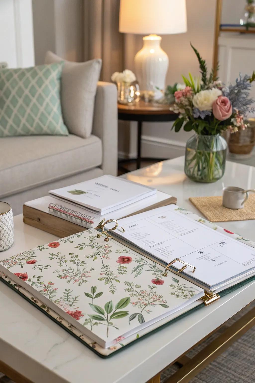 A binder brought to life with a personalized decorative cover.