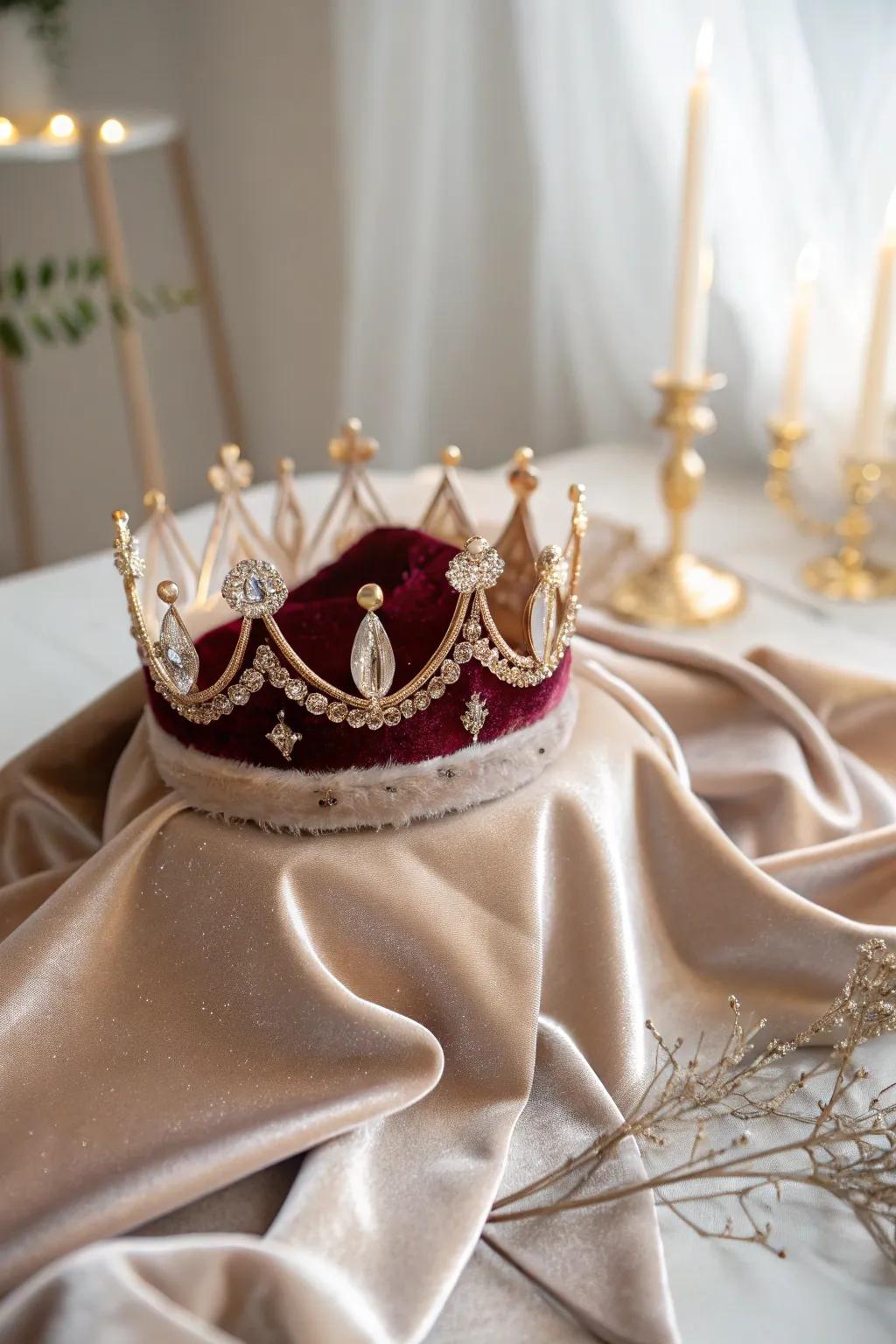A plush and regal velvet birthday crown
