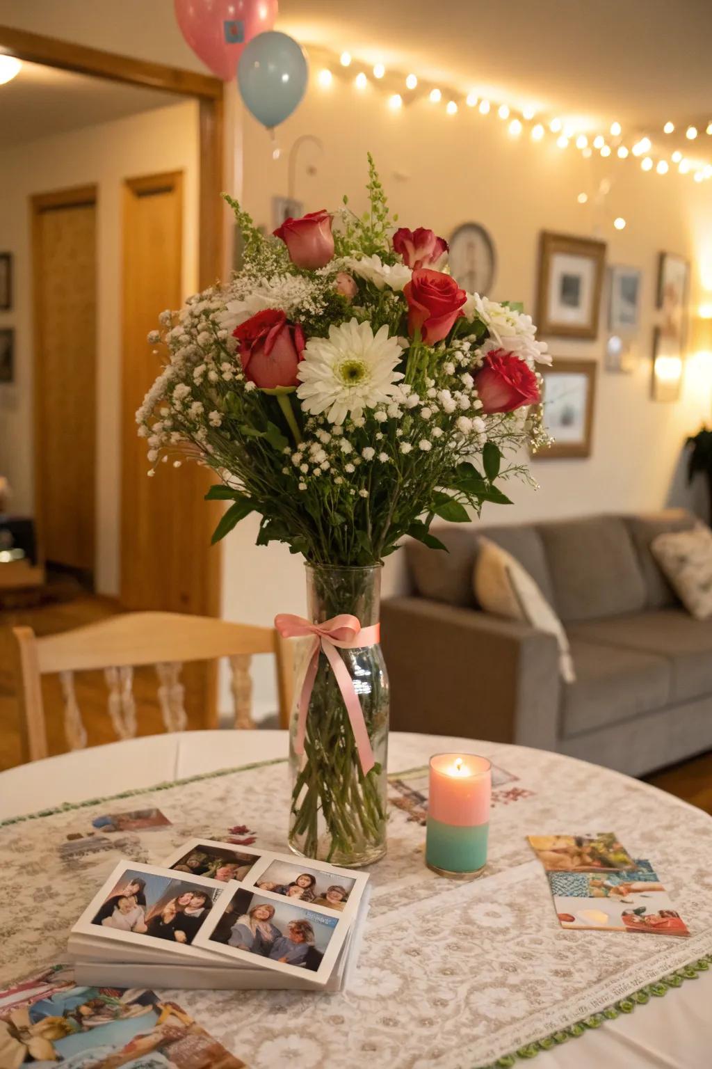 An individualized image bloom that imparts a sentimental detail to the celebration.