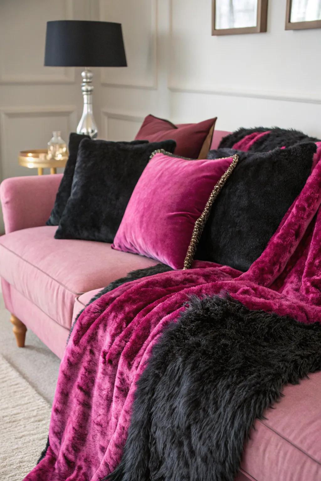 Textured fabrics deepen the room's visual appeal and comfort.