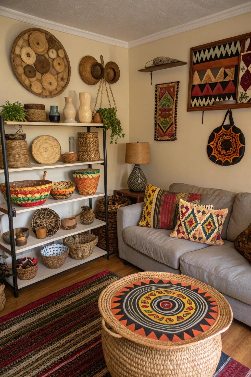 Handmade cultural items provide warmth.