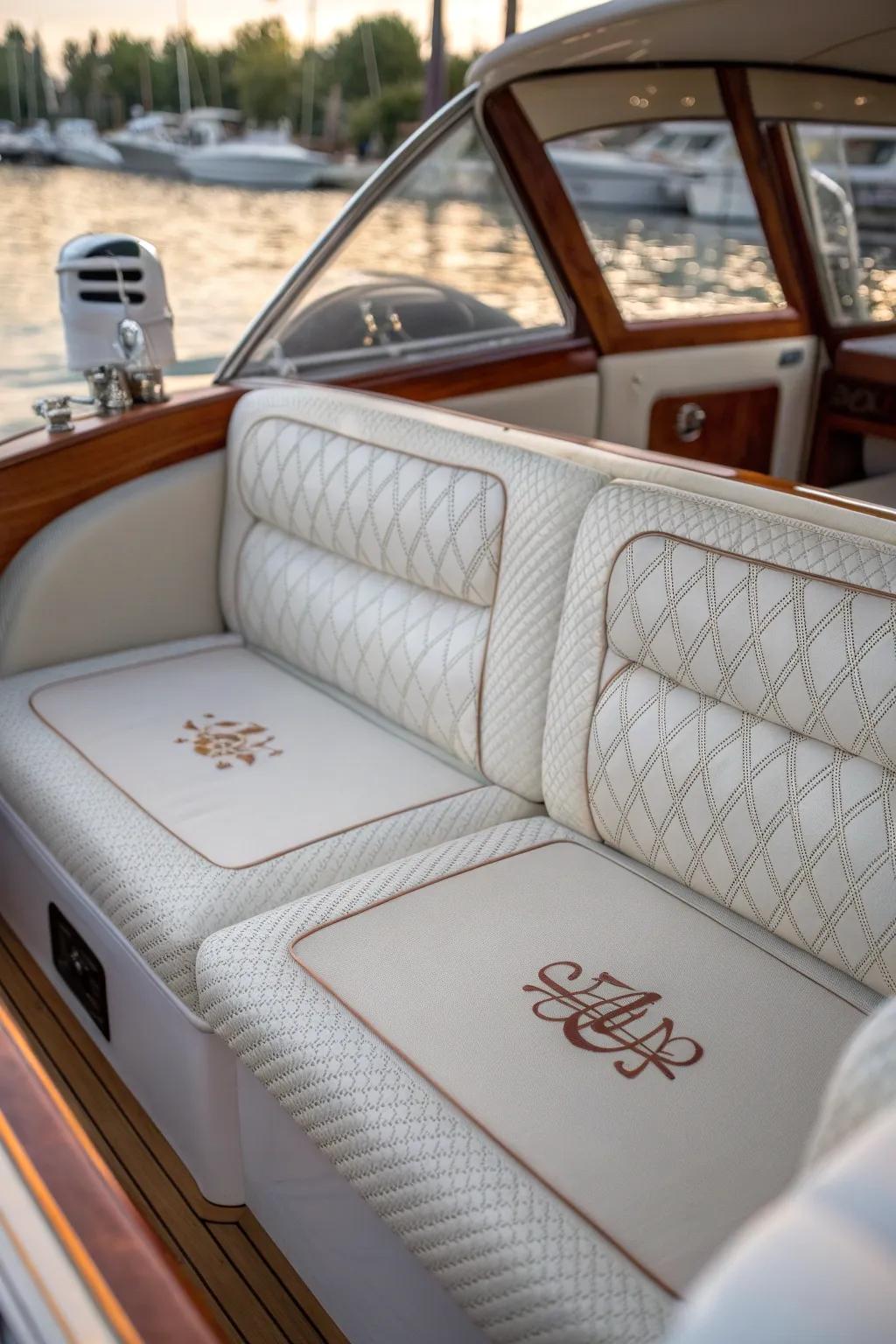 Personalize your boat's interior with bespoke stitching and distinctive features.