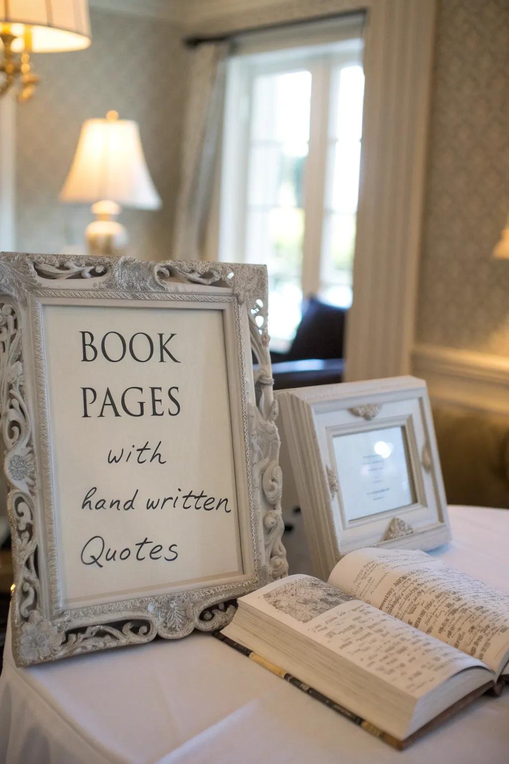 Personalized sayings introduce a unique element to book arrangements.