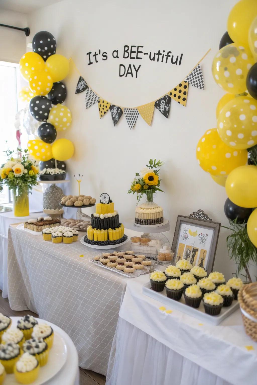 Bee-themed baby shower buzzing with charming decorations and delightful treats