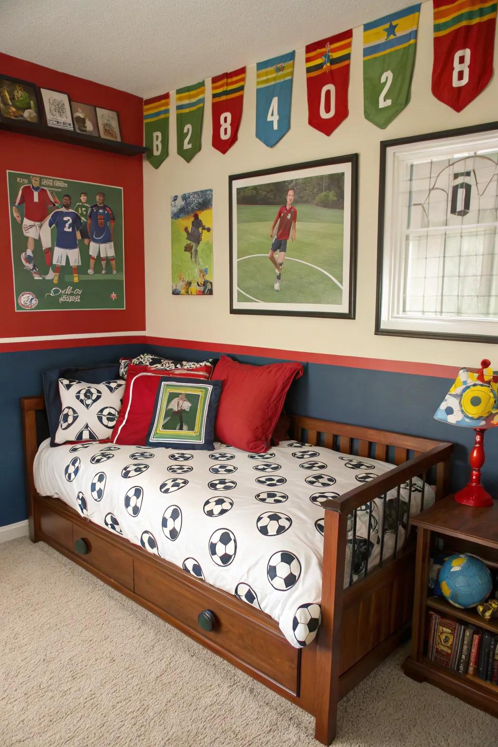 Nurture the zeal of young sports fans with custom-themed bedding.