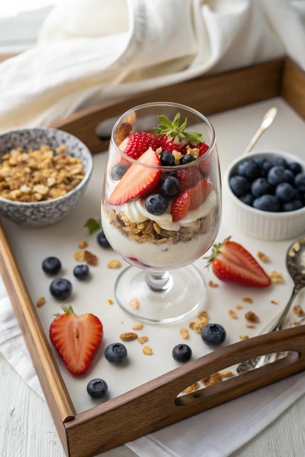 Yogurt parfaits deliver a harmonious and invigorating breakfast choice.