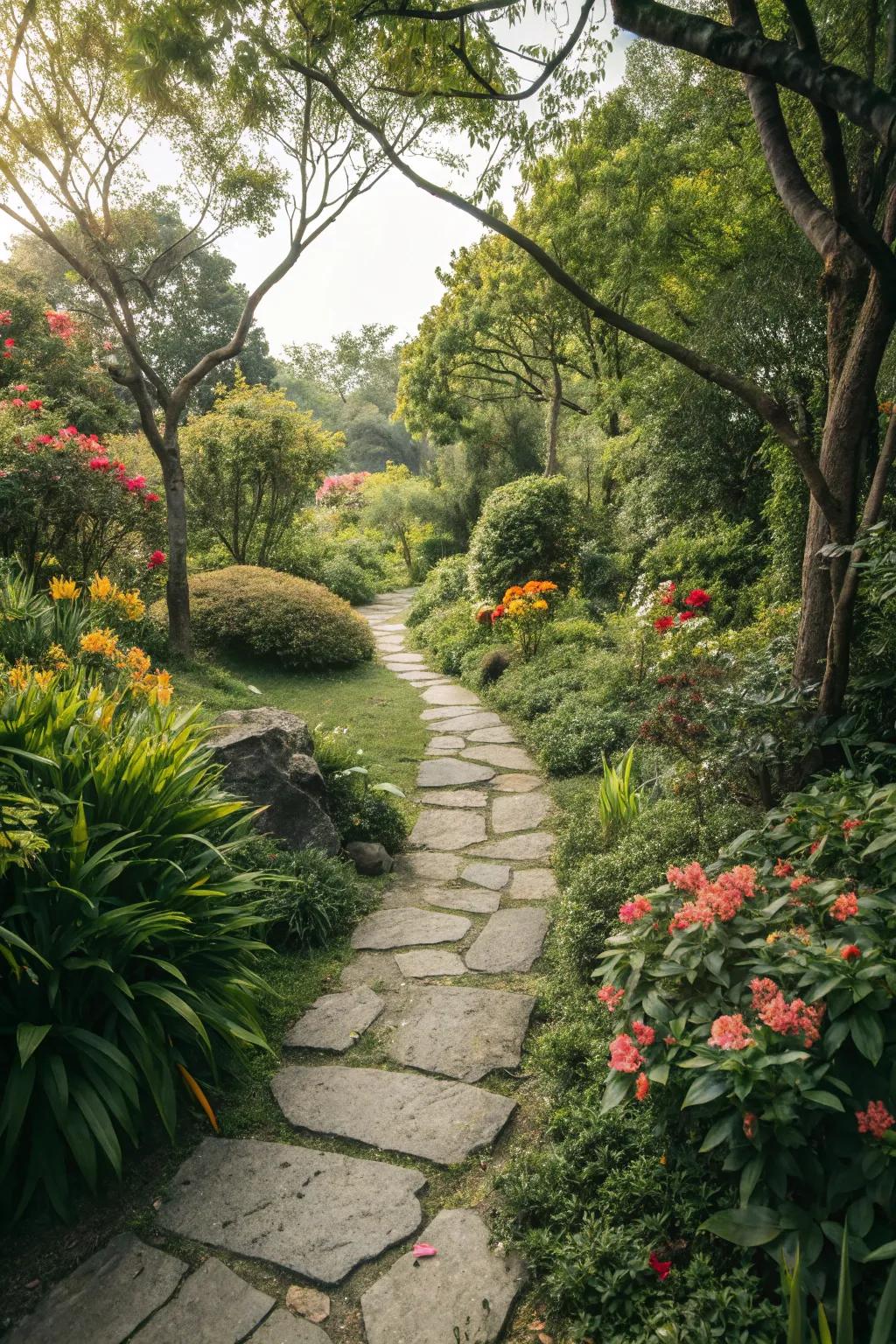 Stone pathways add structure and charm to your garden.