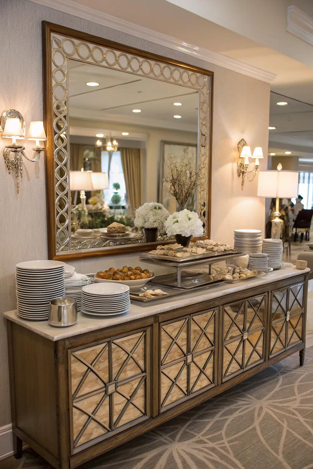 Reflections and art offer a sophisticated backdrop.