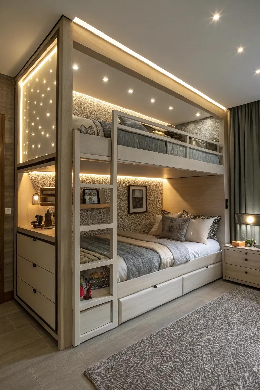 Inbuilt lighting delivers a refined, custom appearance.