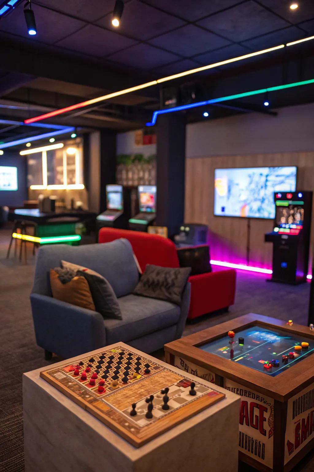 Smart lighting designs versatile ambiances inside your fun space.