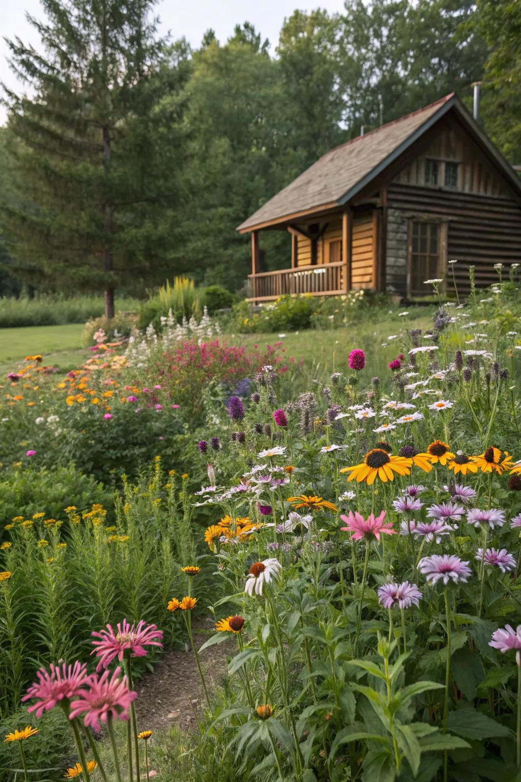 Wildflowers bring color and aid pollinators near your cabin.