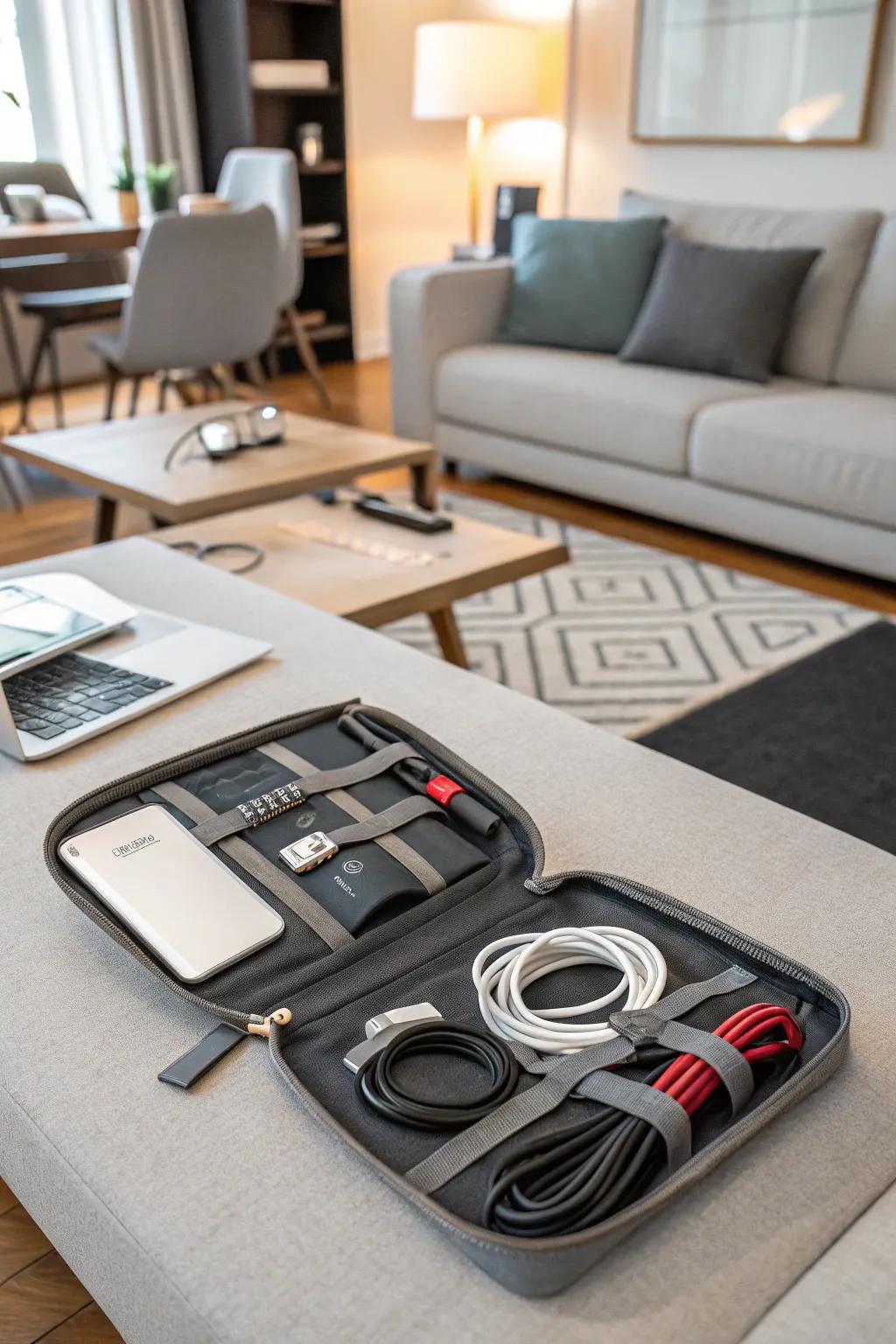 Adaptable wire organizer featuring adjustable sections.