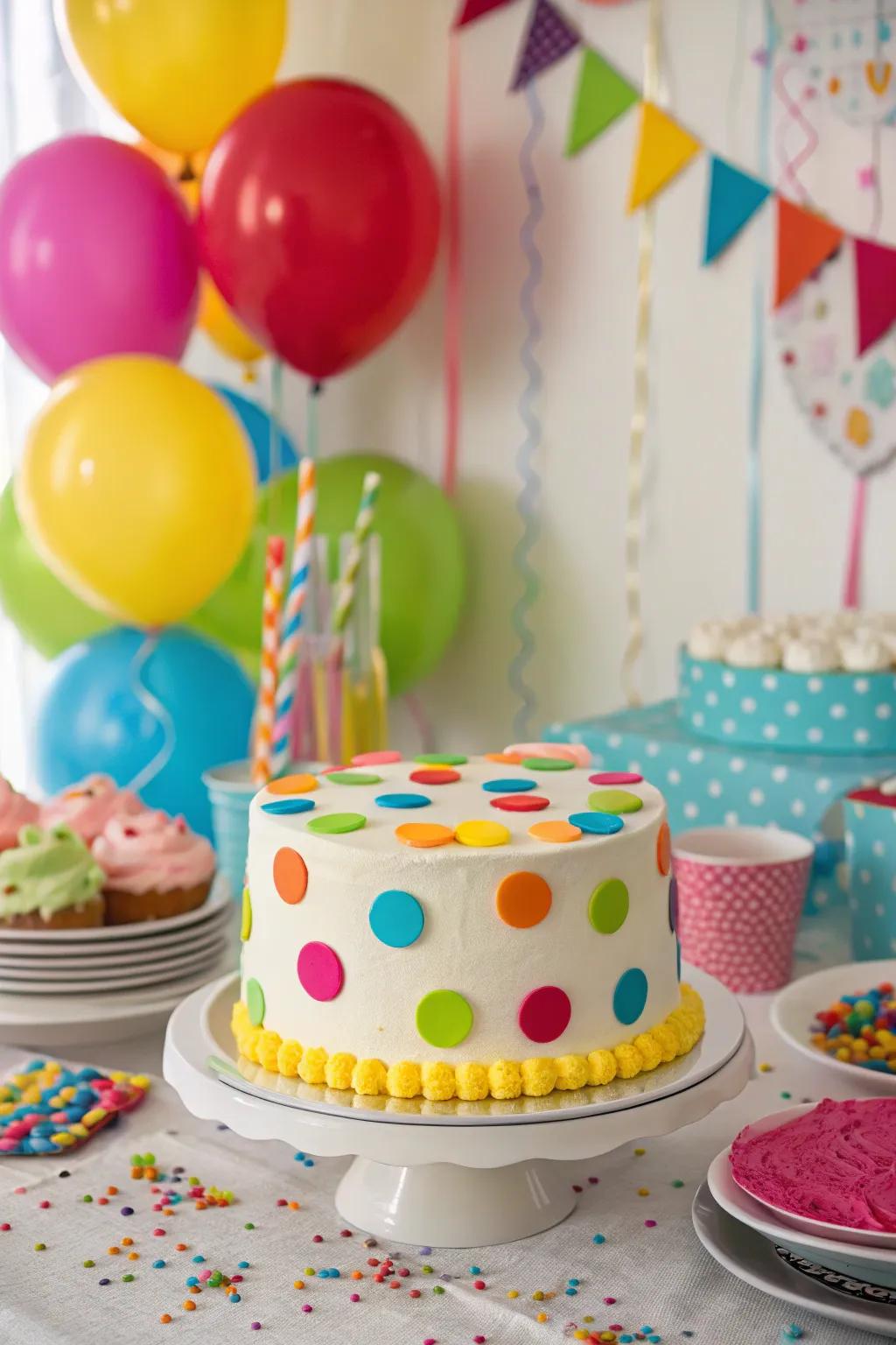 Playful buttercream disks for a cheerful cake design