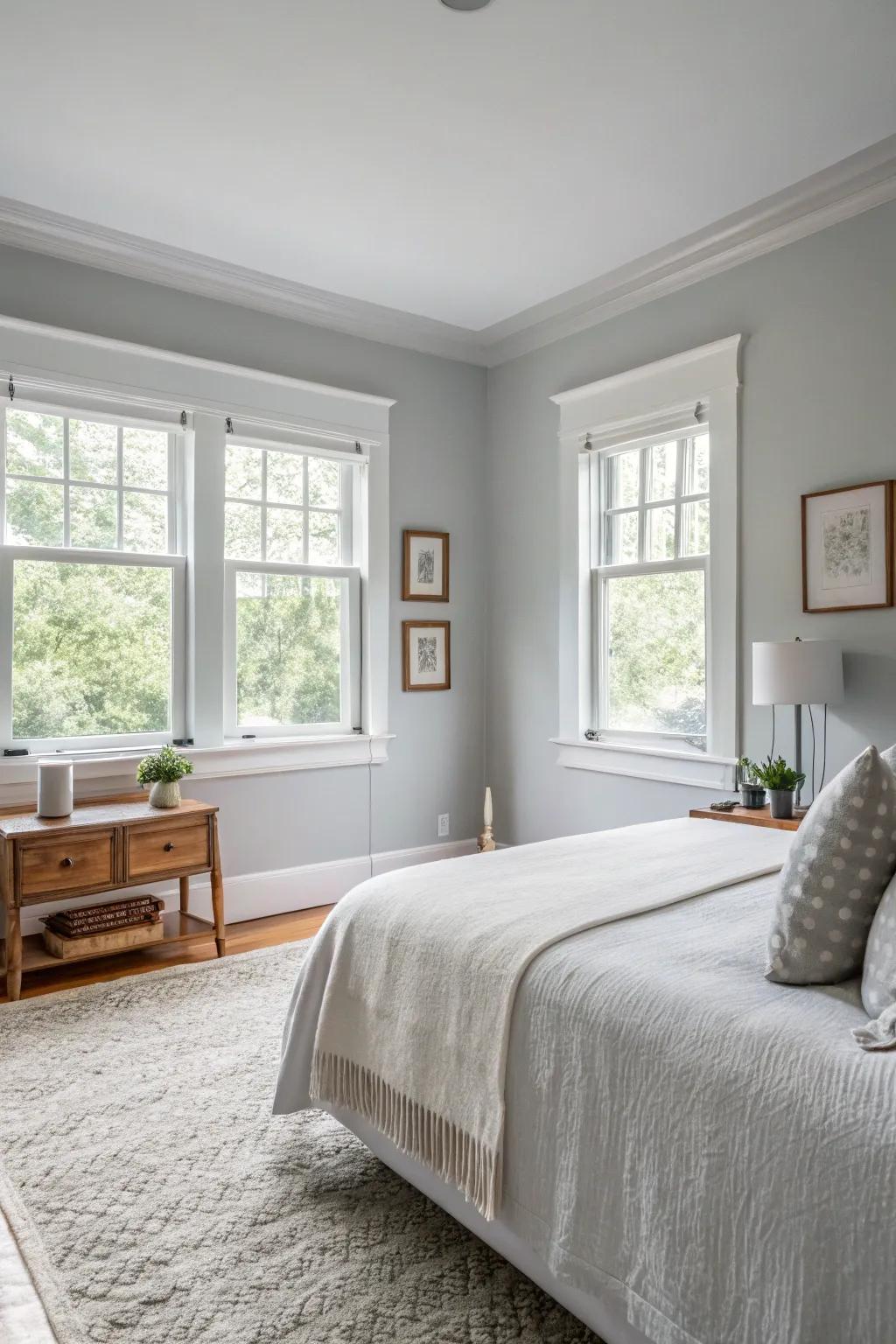 Light pewter walls will offer that contemporary and serene vibe.